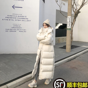 2022 가을 겨울 신작 다운 재킷 여성용 두꺼운 후드가 무릎에서 발목까지 발목 패션 대형 P6563668